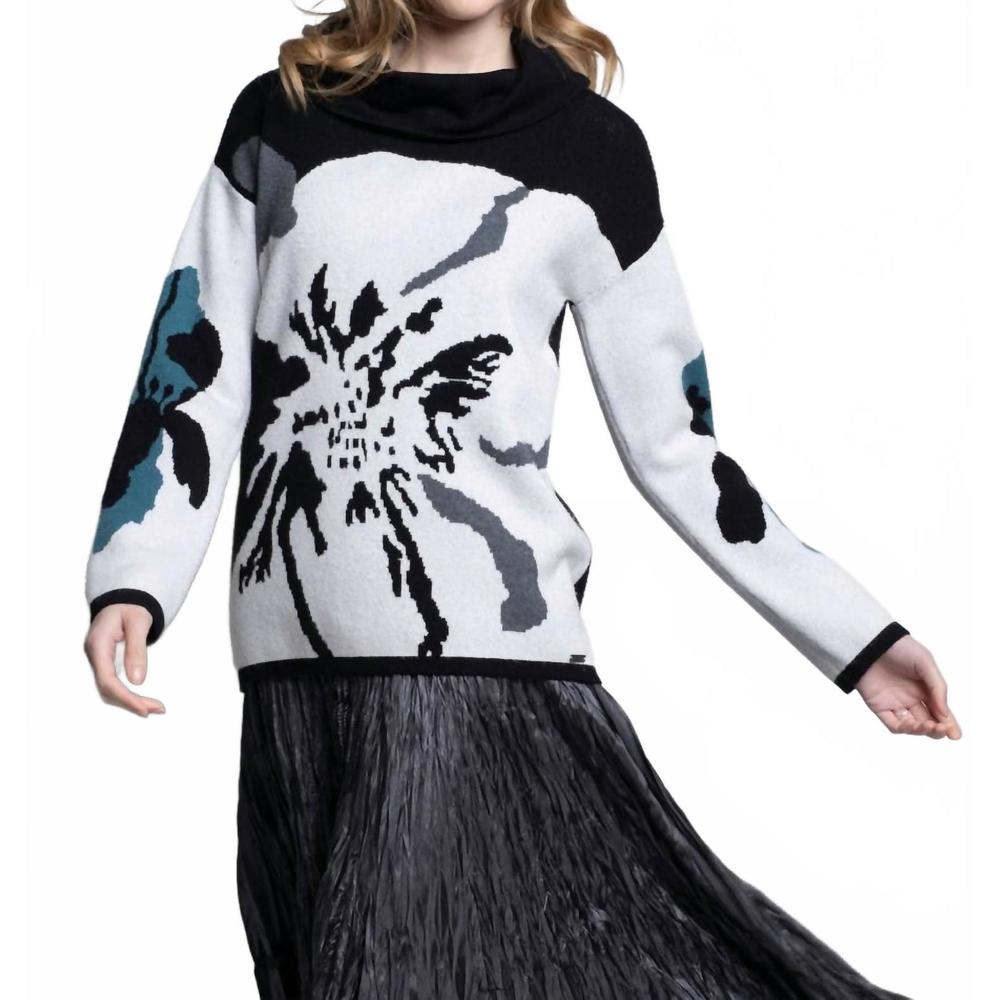 NEW PICADILLY floral jacquard sweater in celestial blue multi